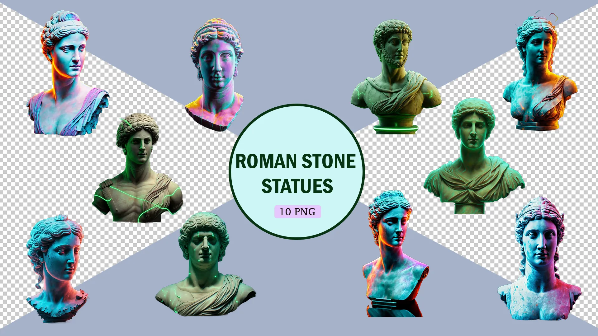 Ancient Roman Stone Statues 3D Elements Pack image
